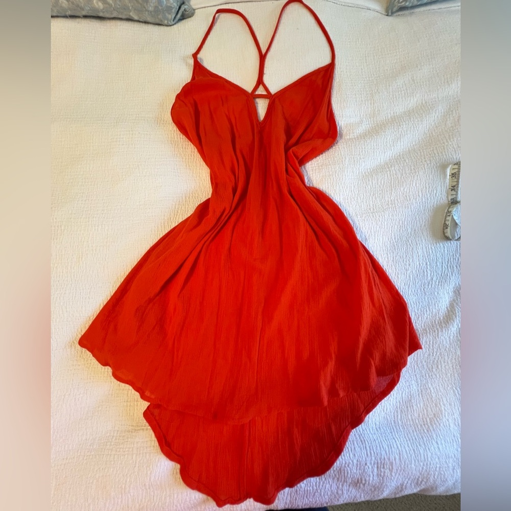 Vibrant Orange Spaghetti Strap Cover-Up Dress